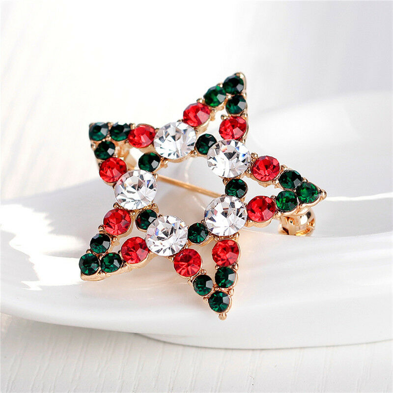 Great Star Crystal Rhinestone Snowman Christmas Brooch Pin Xmas Gif.l8