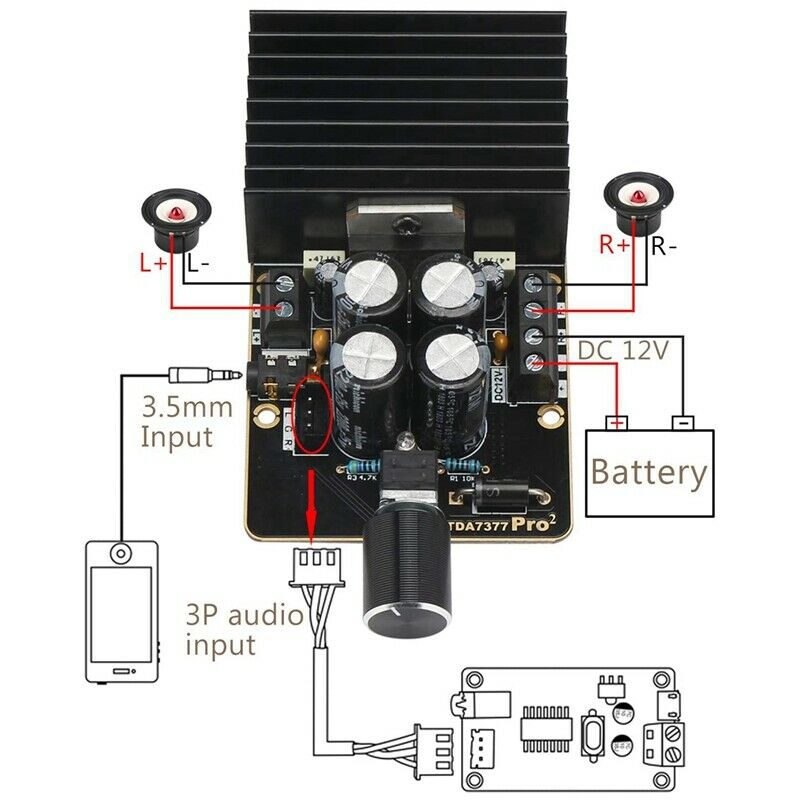 Amplifier Board,Audio Amplify Module Dual Channel 30W+30W TDA7377 Pro2 DC 9-18B5