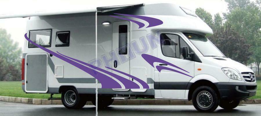 2x RV Caravan Stickers Purple Wave Stripe Look Decoration Decals GraphicsTrim