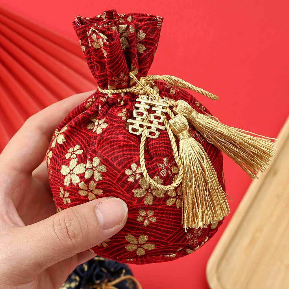 Party Tassel Bag Portable Candy Pouches Gift Bags Drawstring Pocket Candy Bag