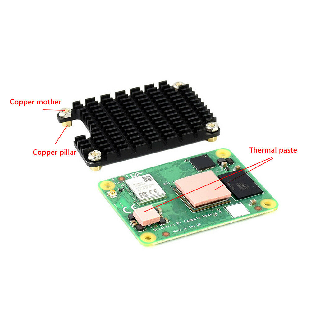 Aluminum Heatsink Notched for Antenna Heat Dissipation for Raspberry Pi Compute