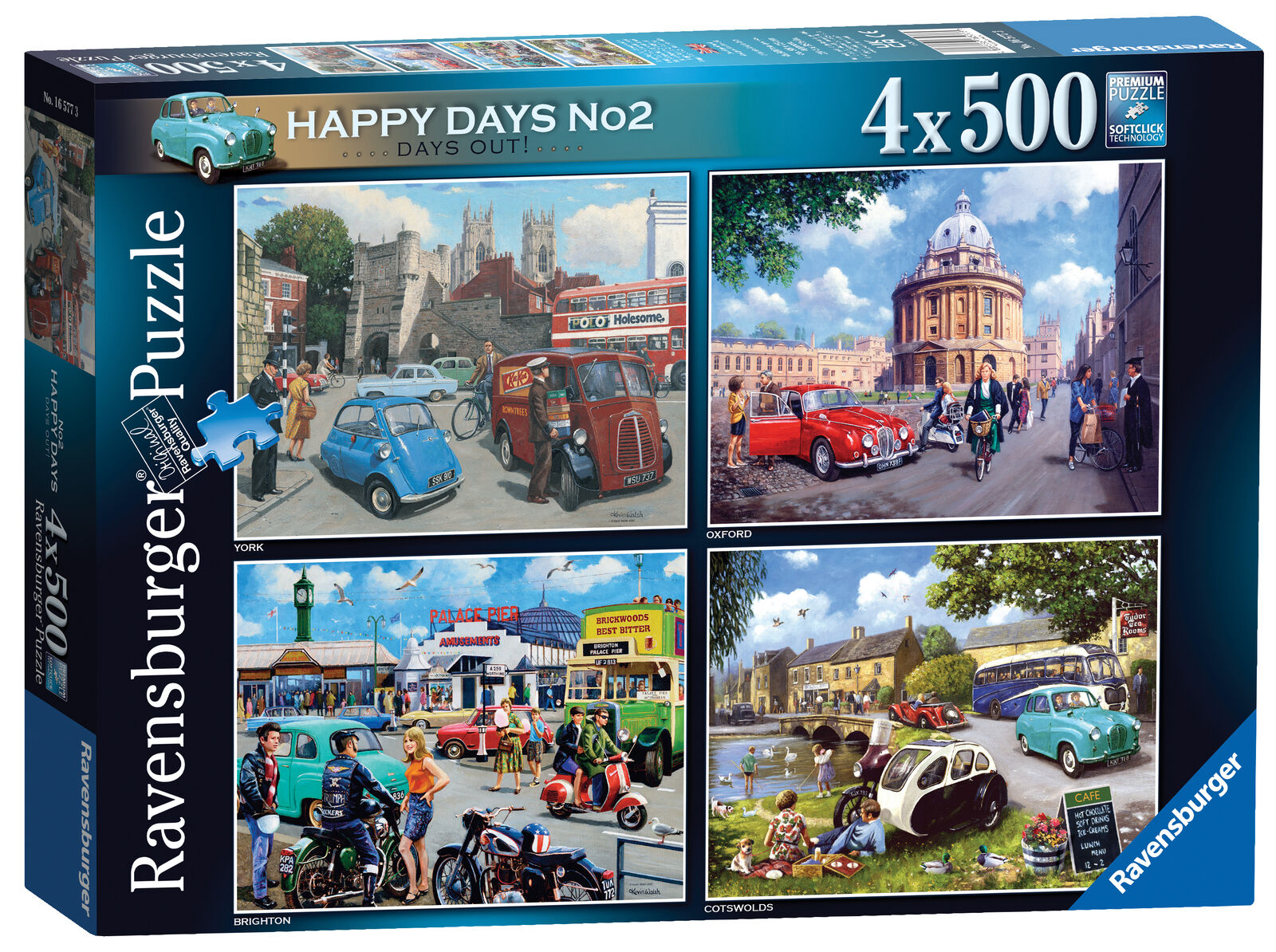 16577 Ravensburger Happy Days No 2, Days Out Jigsaw Puzzles 4 x 500pc Age 10yrs+