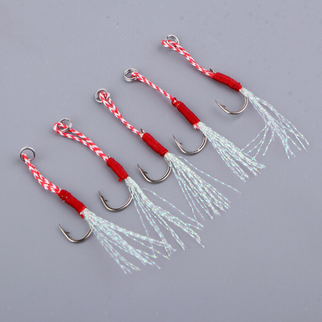 15x Saltwater Jigging Assist Hook Solid Ring Deep Sea Fishing Hook 10/11/20#