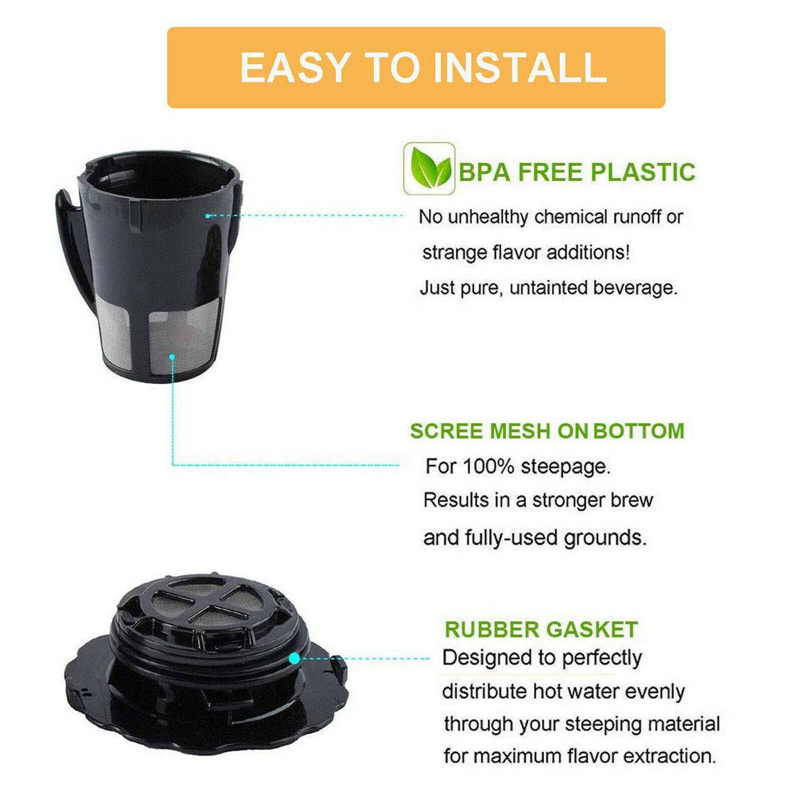 Universal Reusable K Cups For Keurig 2.0 Brewers Refillable Single Cup