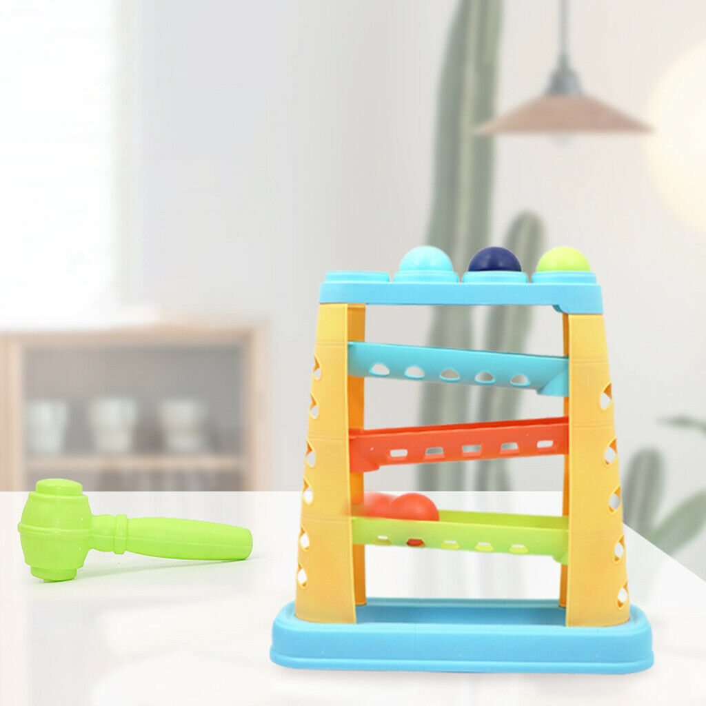 3 Layers Ball Racer Ramp Tower Set and Hammer Maze Race Educational Toys