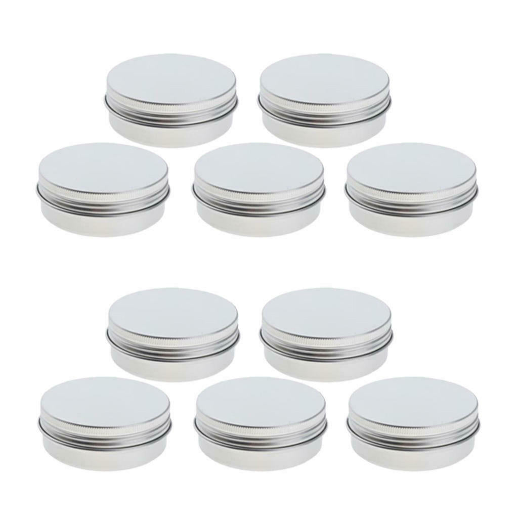 10x Round Aluminum Tins Lotion Wax Storage Jars Salves Containers Cans Case