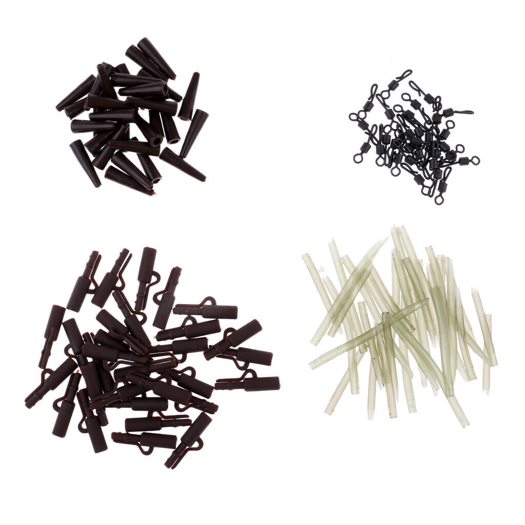 120Pcs/box Carp Fishing Tackle Set Clips Quick Change Swivels Tube Hair Rigs