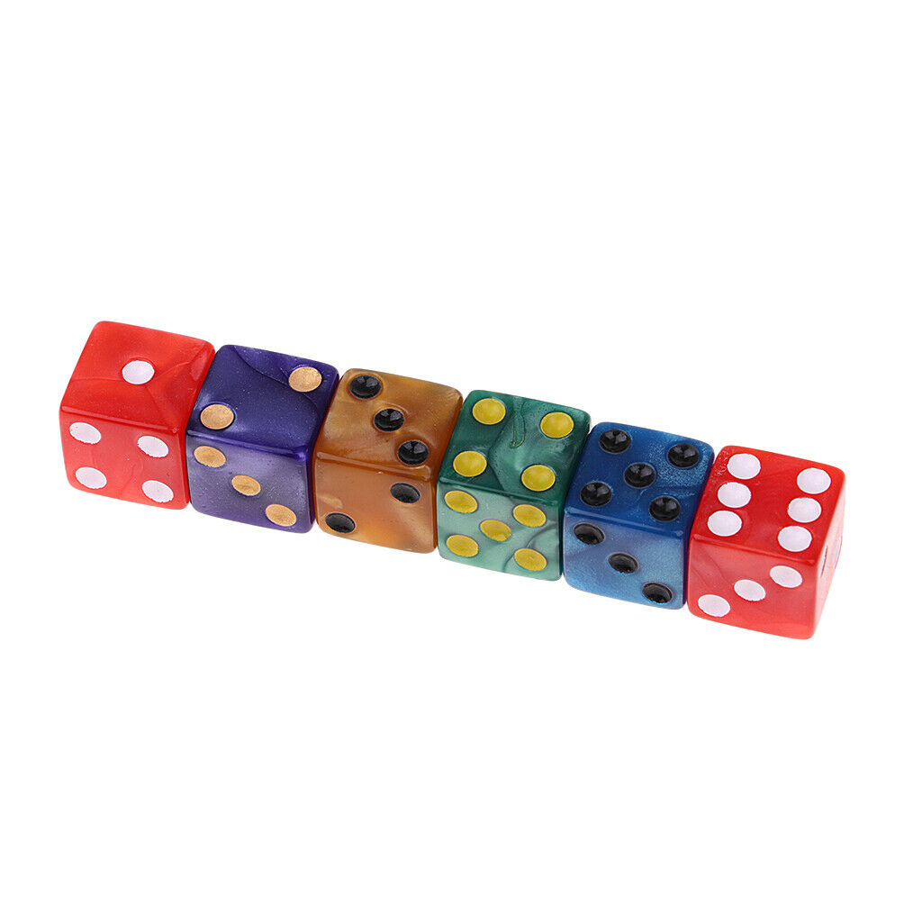 50x 16mm/0.63inch D6 Six Sided Dice Square w/ Bag 5 Colors for KTV Play Toys