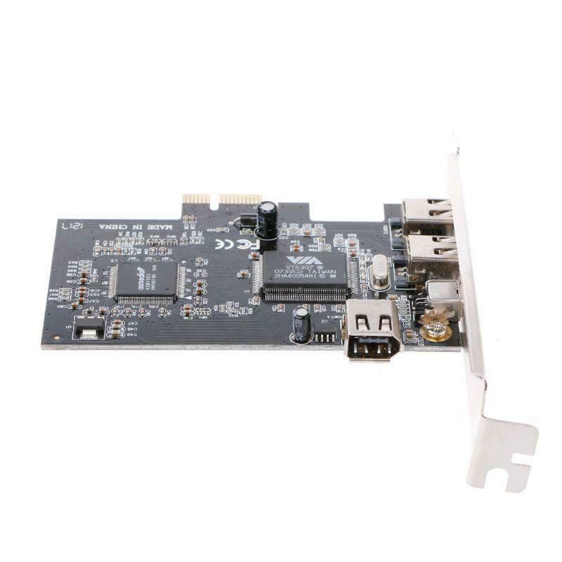 PCI-e 1X IEEE 1394A 4 Port(3+1) Firewire Card Adapter 6-4 Pin Cable For Desktop