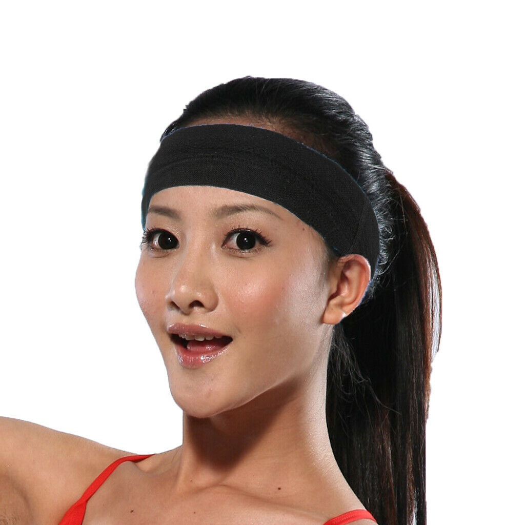 Unisex Sports Yoga Headband Wrap Gym Fitness Elastic Sweatband Black
