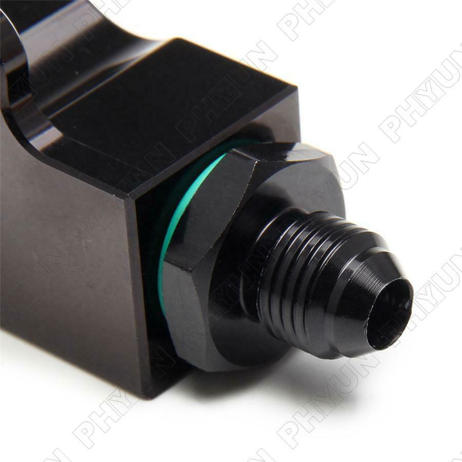 Universal Inline 6 AN AN6 Fuel Filter w/ 1 / 8 NPT Pressure Gauge Black Billet
