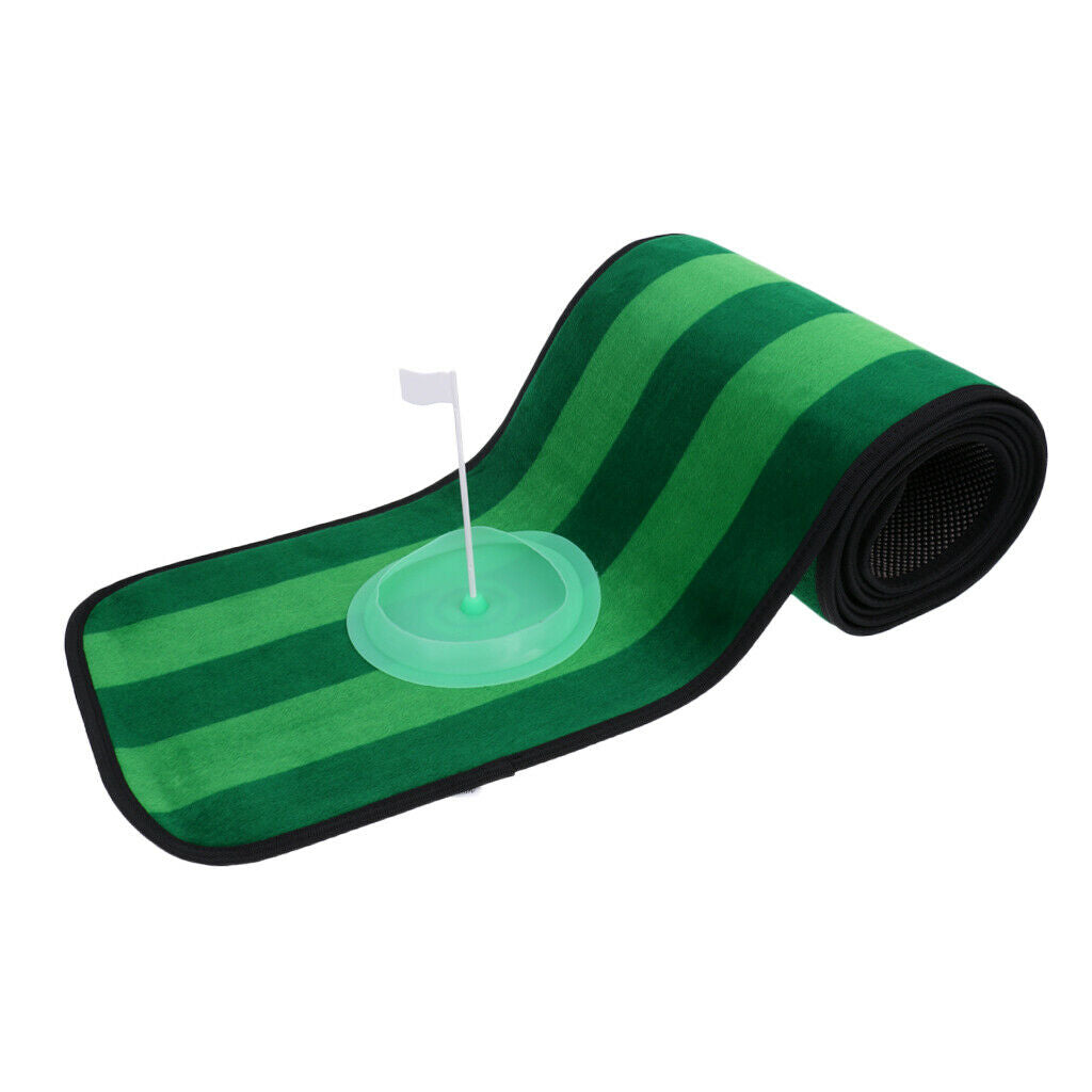 Golf Putting Mat Portable Indoor Putt Training Aids 10x1' Cup Equipment Gift