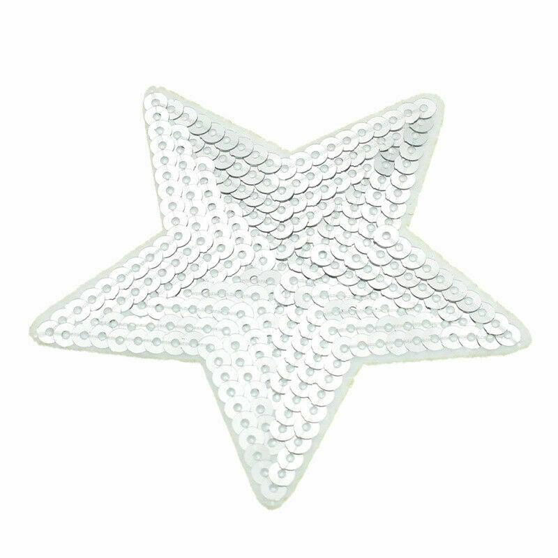 10 Pcs Sequins Star Patches Sew on Applique Embroidery Clothing Badge DIY Craft