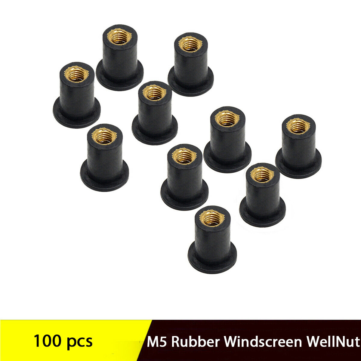 100PCS M5 Rubber Well Nut Universal Windscreen Fairing Wellnuts Motorcycle  ATV