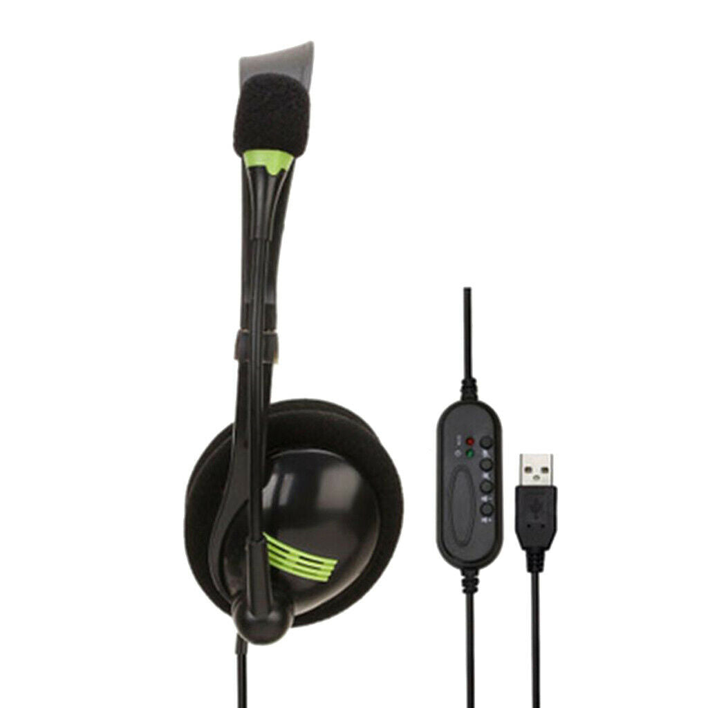 USB Headset Wired with Microphone MIC Computer Headphones for Call PC Laptop