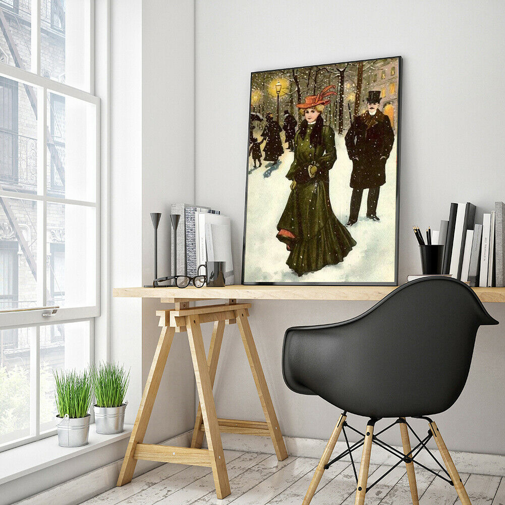 5D DIY Diamond Art Full Round Drill Paint Lady Portrait Rhinestone Picture @