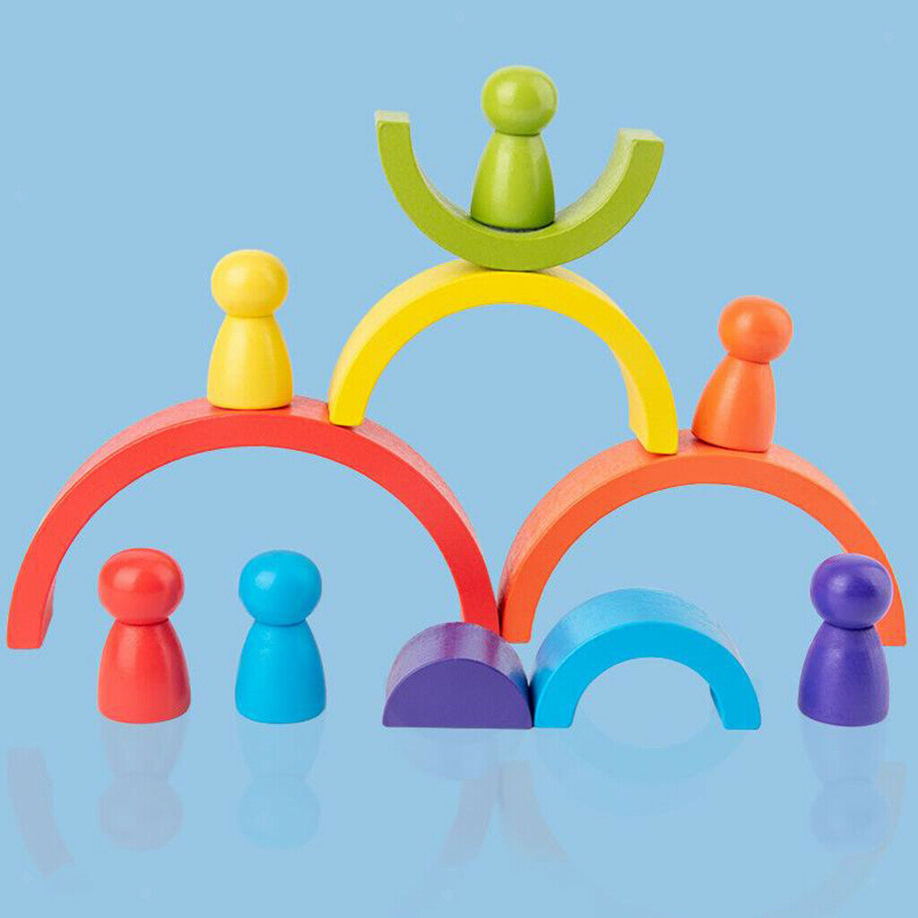 Rainbow Stacker Nesting Puzzle Large Blocks and Numbers Learning Toys Kids