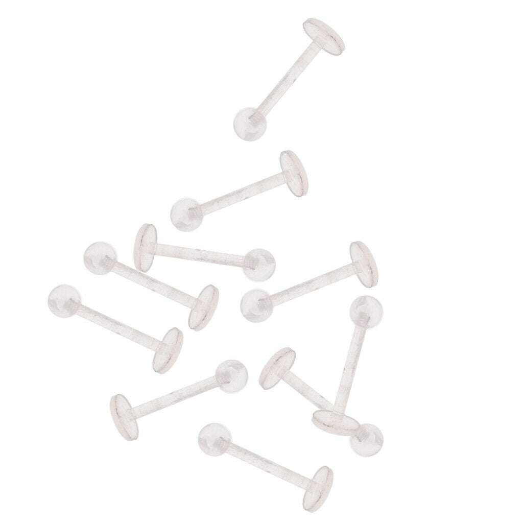 10Pcs 18G Clear Acrylic Tragus Retainer Lip Rings Nose Studs Labret Ear