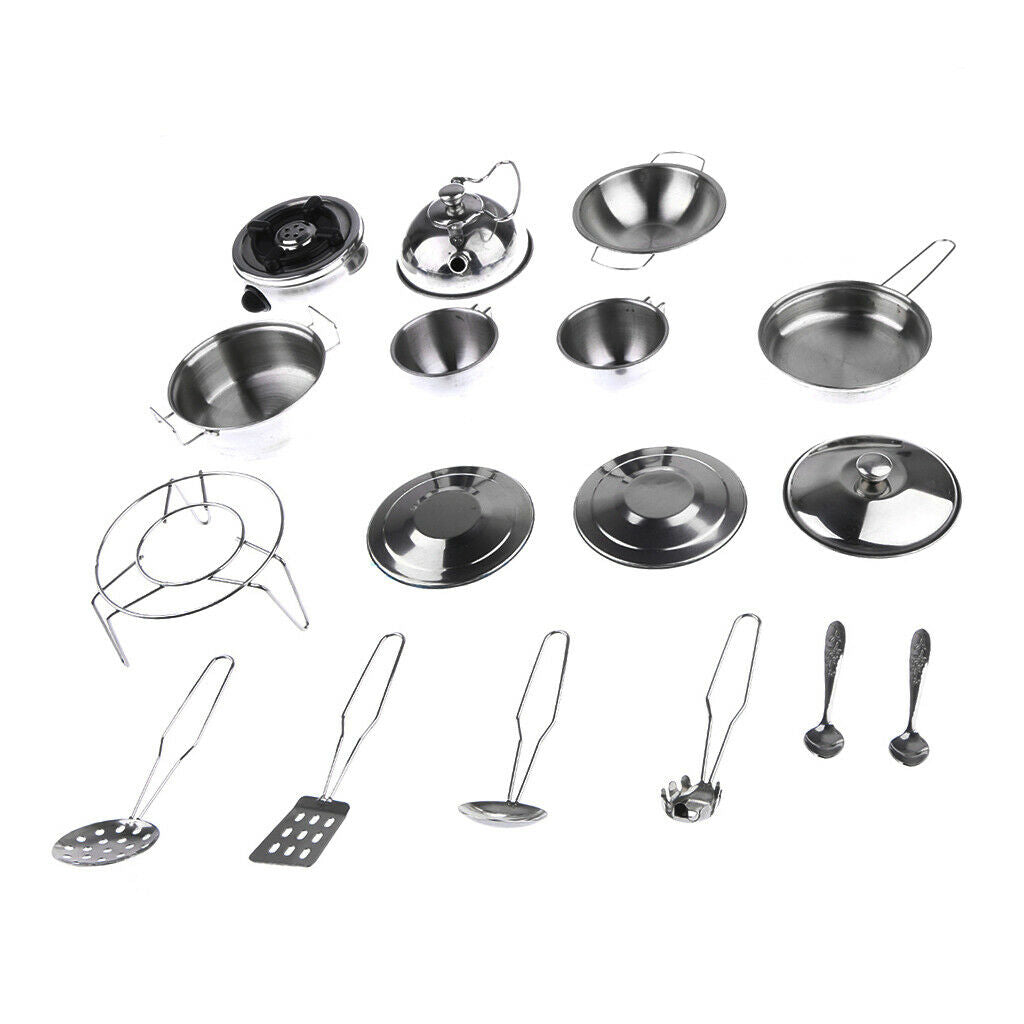 Mini Kids Kitchen Cookware Playset Pots Preschool Children Dolllhouse Toys F