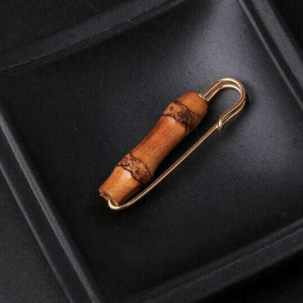 4x Retro Wooden Safety Pins for Scarf Ornaments Suit Brooch for Women Men