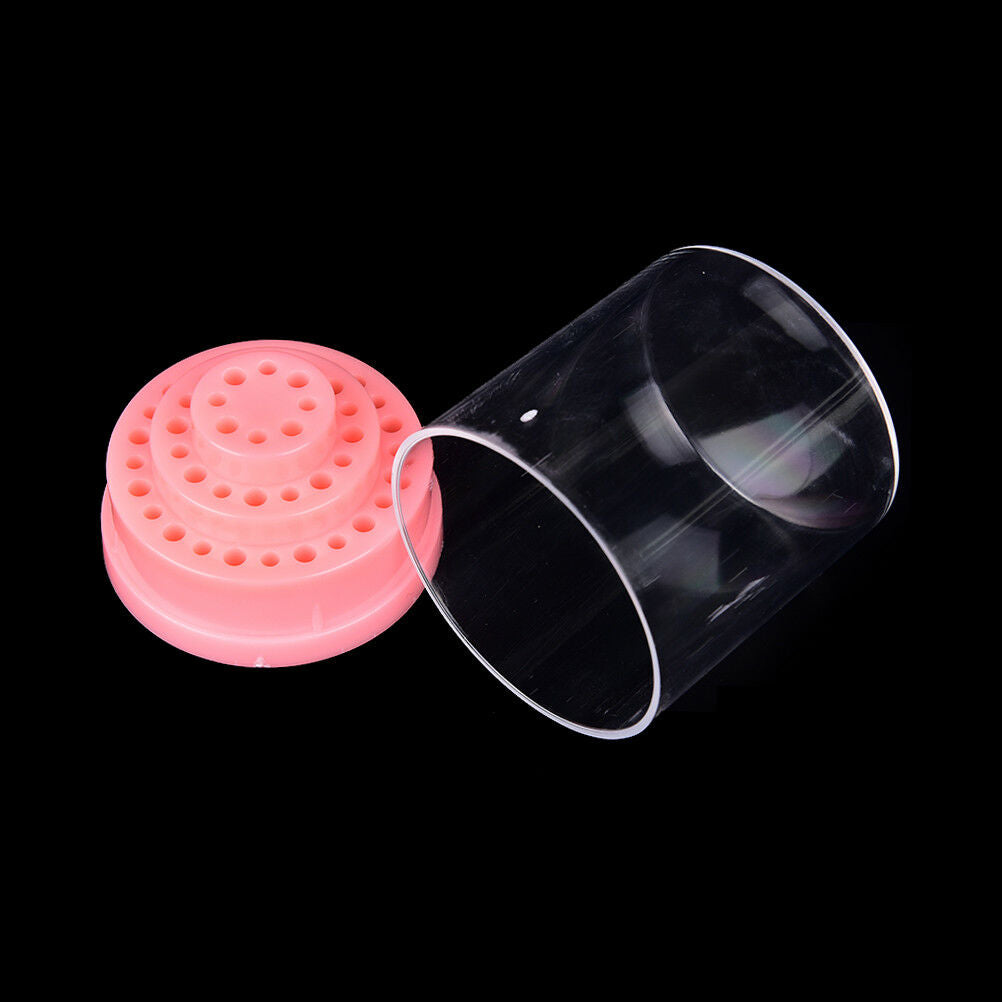 48Hole Pink Organizer Manicure Storage Box Displayer Nail Drill Bit Holder J.DD