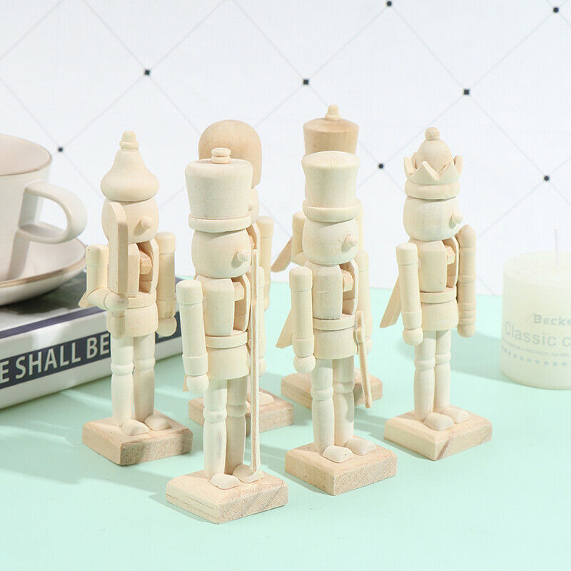 New 12cm Nutcracker Puppet White Embryo Walnut Soldier Shaped Ornamen.l8