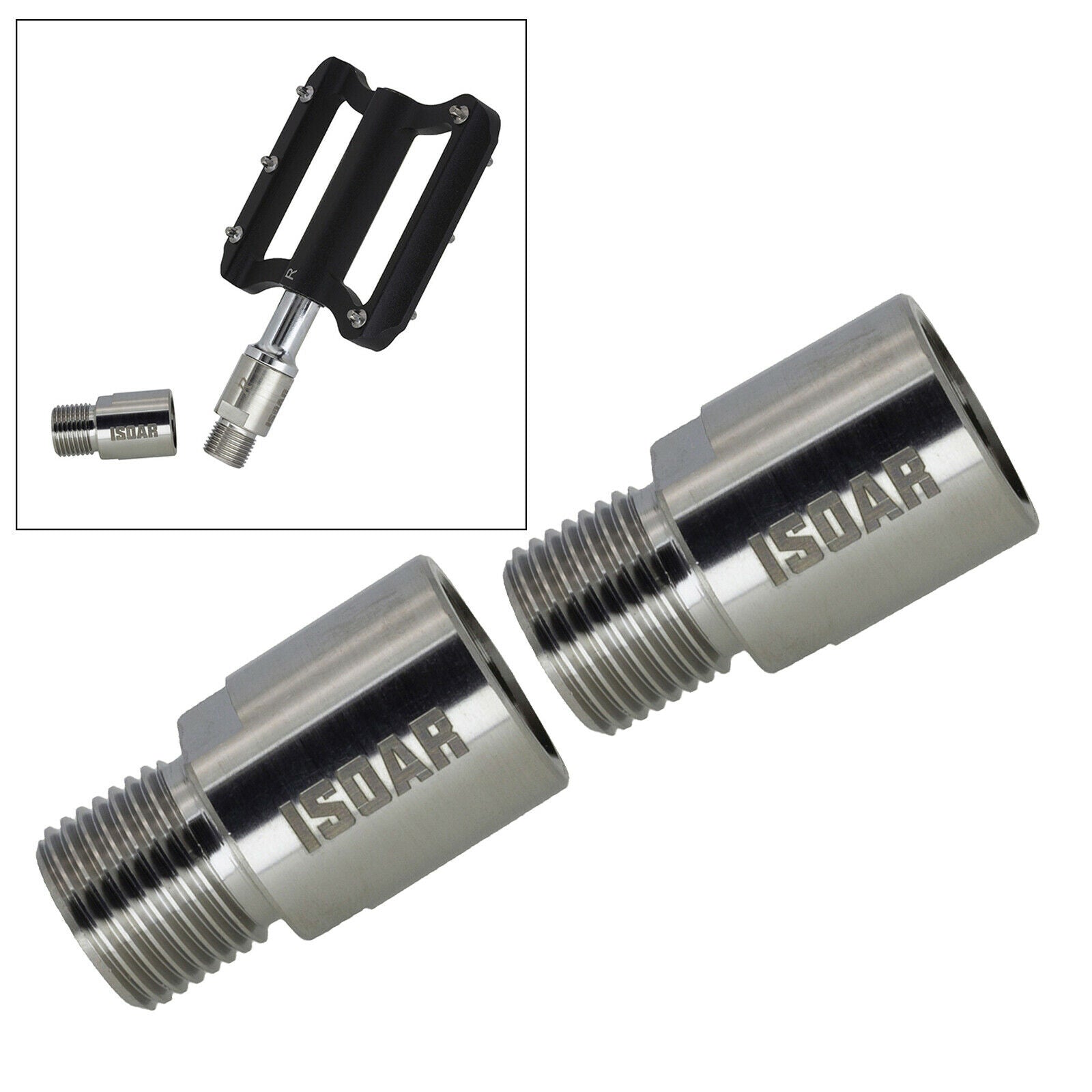 Left Right Bike Pedal Extenders Spacers Screw Adapter Kit 9/16'' Thread 20mm