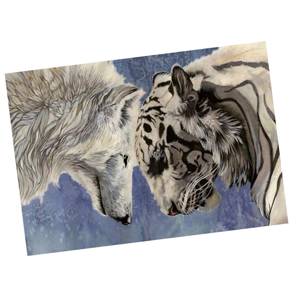 DIY 5D Diamond Painting Cross Stitch Kit Tiger and Wolf Picture Mosaic Crafts