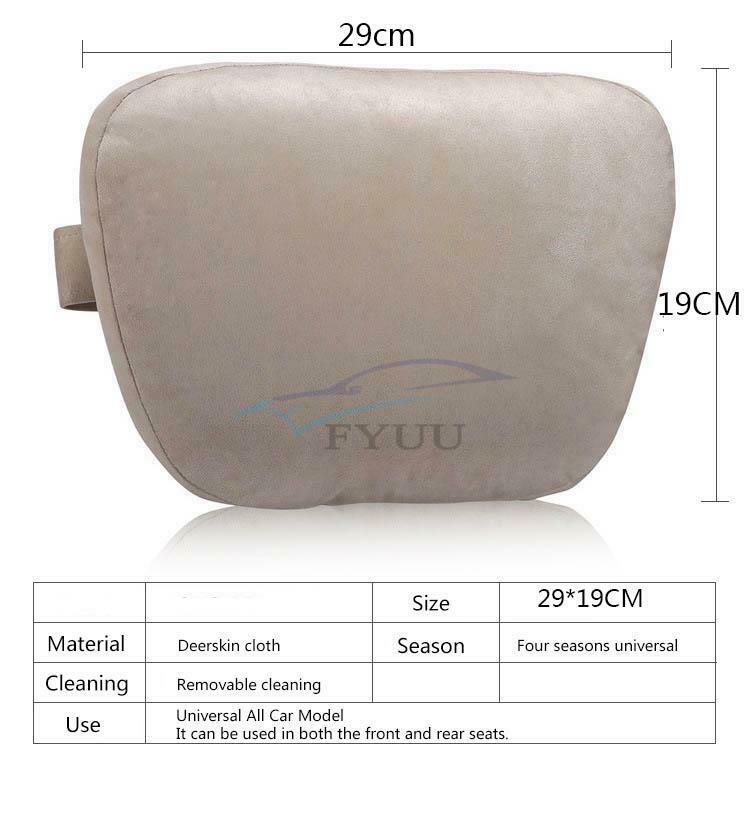 1 Set of Adjustable Car Seat Neck Headrest + Lumbar Support Beige Universal