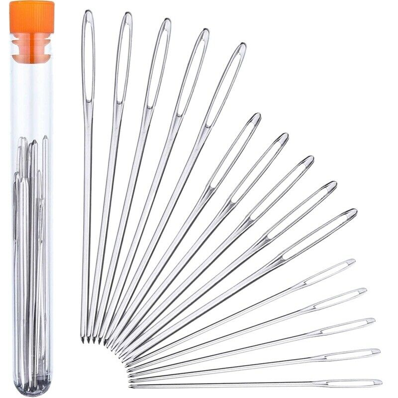 15 Pieces Blunt Needles stainless steel Large-Eye Yarn Knitting Needles SewingQ5