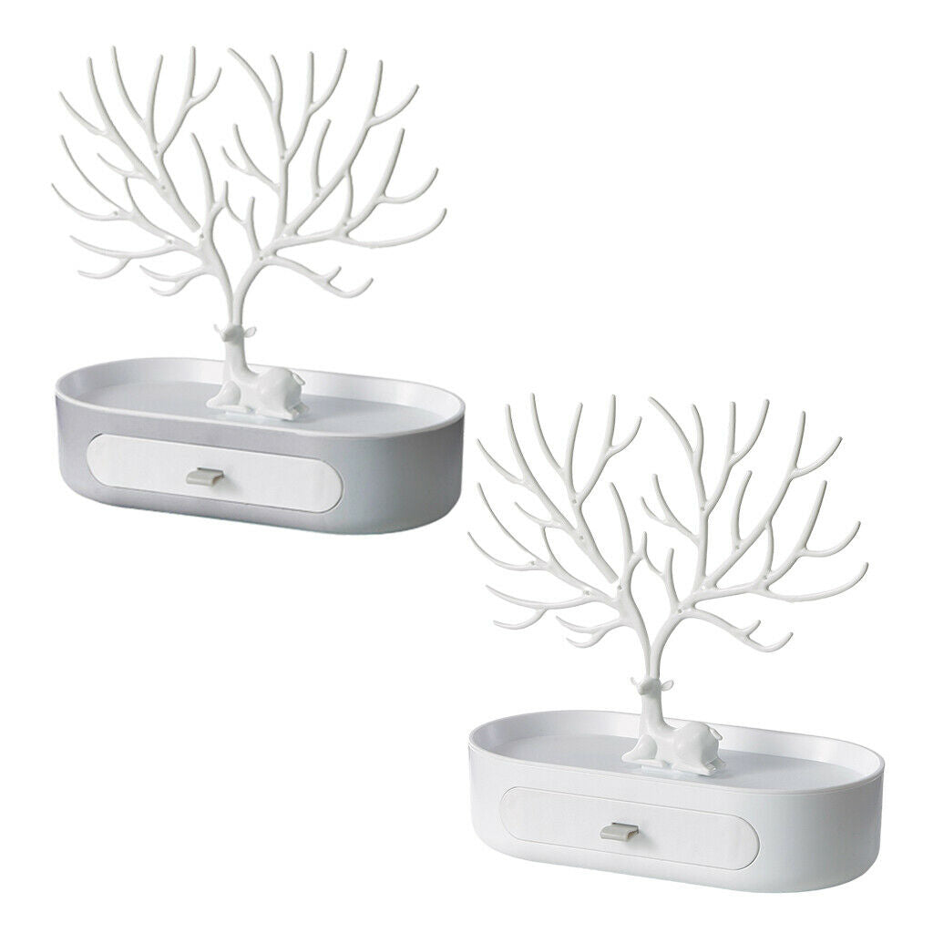 Pack of 2 Jewelry Antlers Tree Stand Organizer Necklace Ring Earring Holder