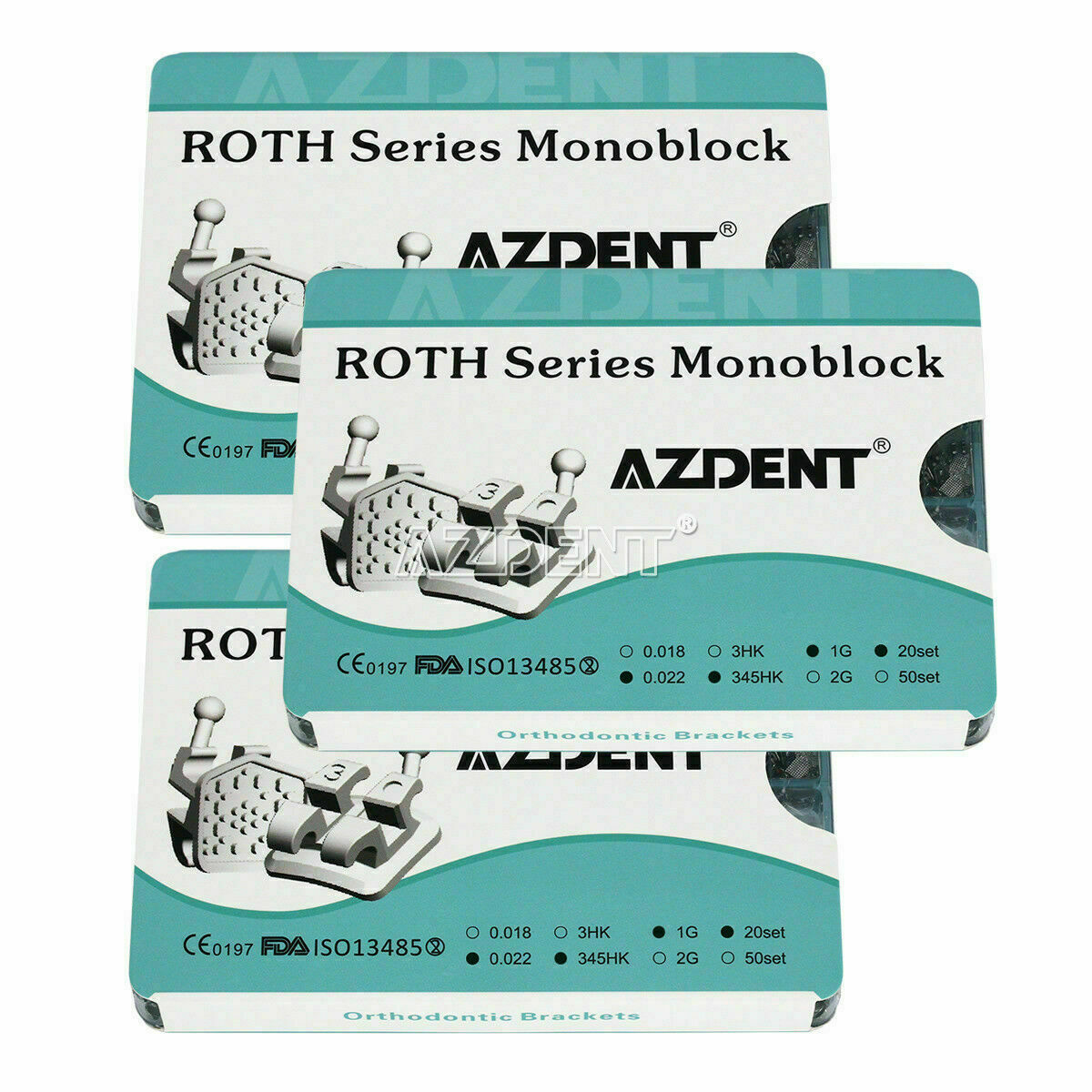 3Box Orthodontic MIM Monoblock Bracket Dental Mini Roth 022 Hooks 3-4-5 AZDENT