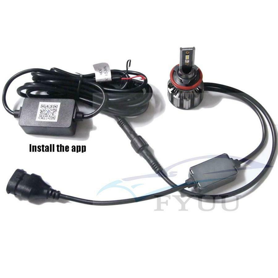 Pair 72W 80000LM Car LED RGB Headlight Kit Phone APP BT Control Bulb Lamp