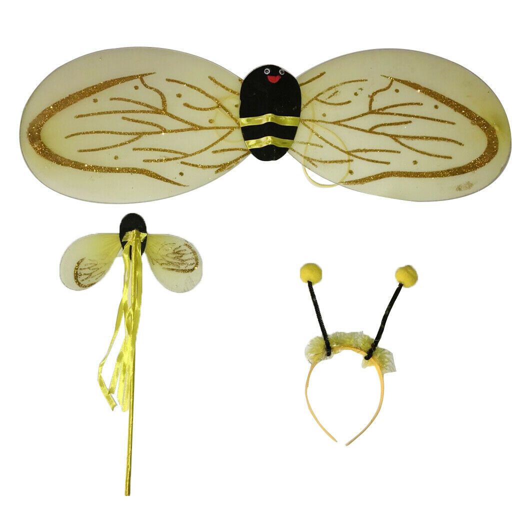3x Bumble Bee Honey Girls Toddler Fairy Halloween Fancy Dress Party Costume