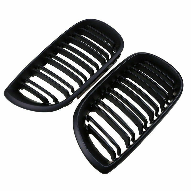 2x Black Front Dual Slat Kidney Grill Grilles For BMW E46 325i 325xi 330xi 01-05