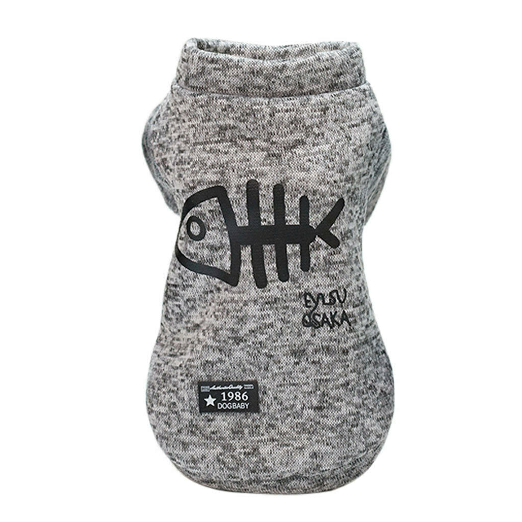 Pet Dog Cat Puppy Winter Sweater with Button Casual Clothes Gray S