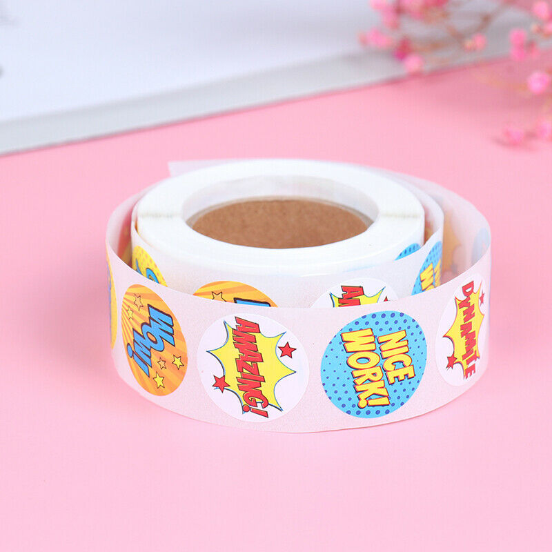 500 Stickers/roll Super Hero Reward Stickers Kids Teachers stationery sti.l8