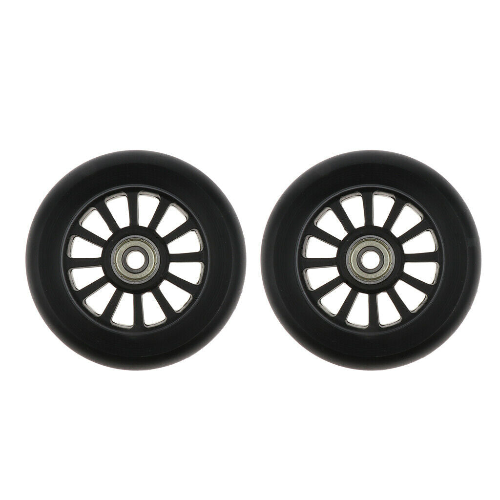 2pcs PU 100mm Scooter Wheels High Elasticity Skates Wheel Replacement Black