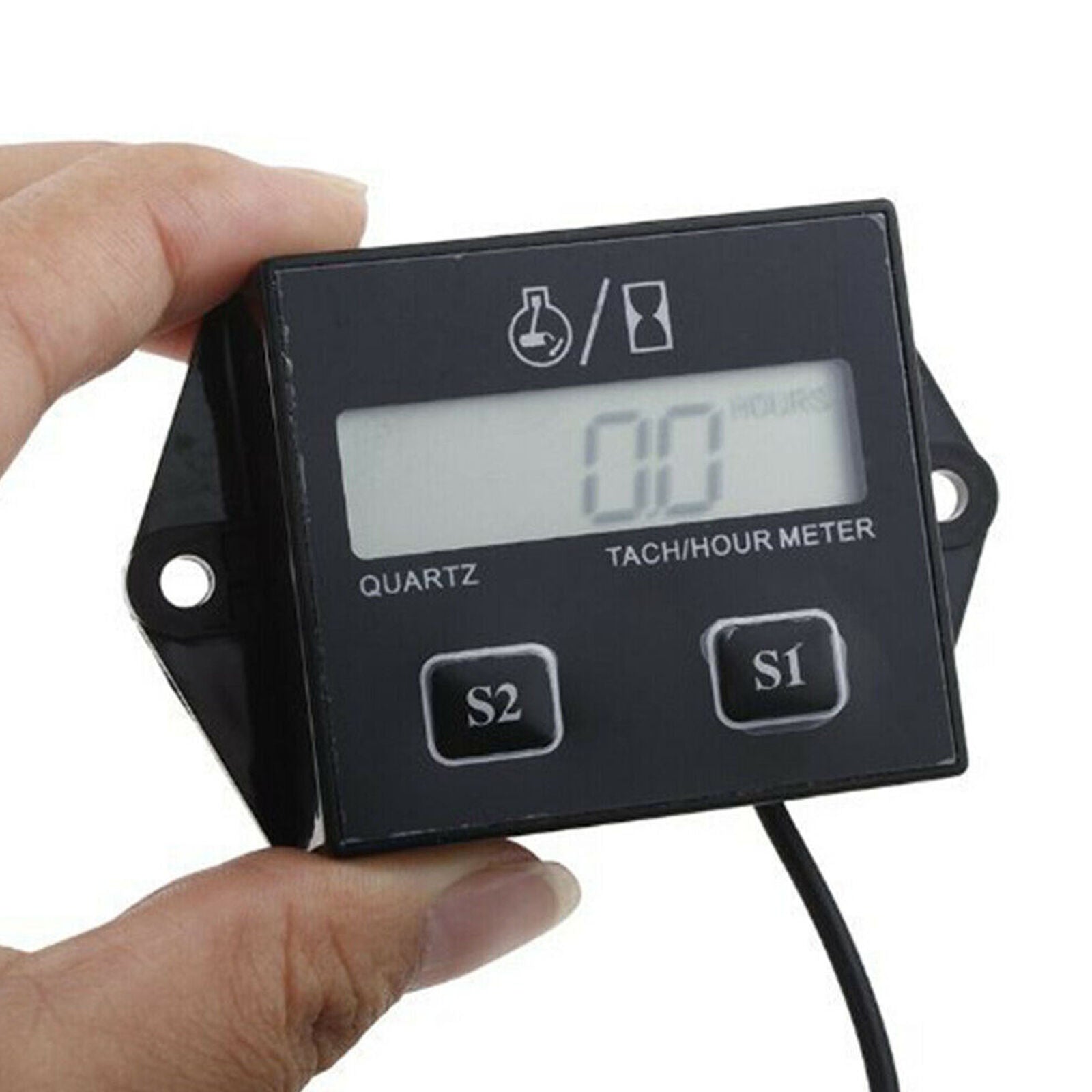 Black Digital Tach Hour Meter Tachometer Gauge For Dirt bike ATV New