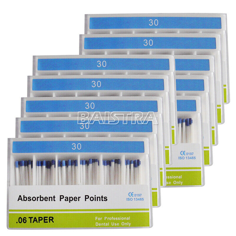 10XDental Root Canal Endodontics Absorbent Paper Points Taper 0.06 30# 100pc/Kit