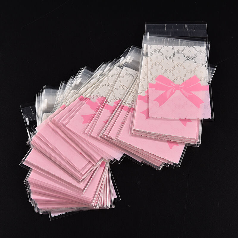 100X Flower Lace Pastry Cookie DIY Gifts Self-Adhesive Plastic Cellophane .l8