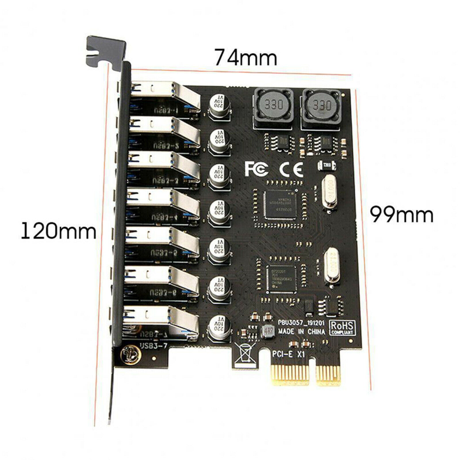 PCI-e to USB 3.0 Expansion Card 5Gbps Controller for Windows 10 Plastic