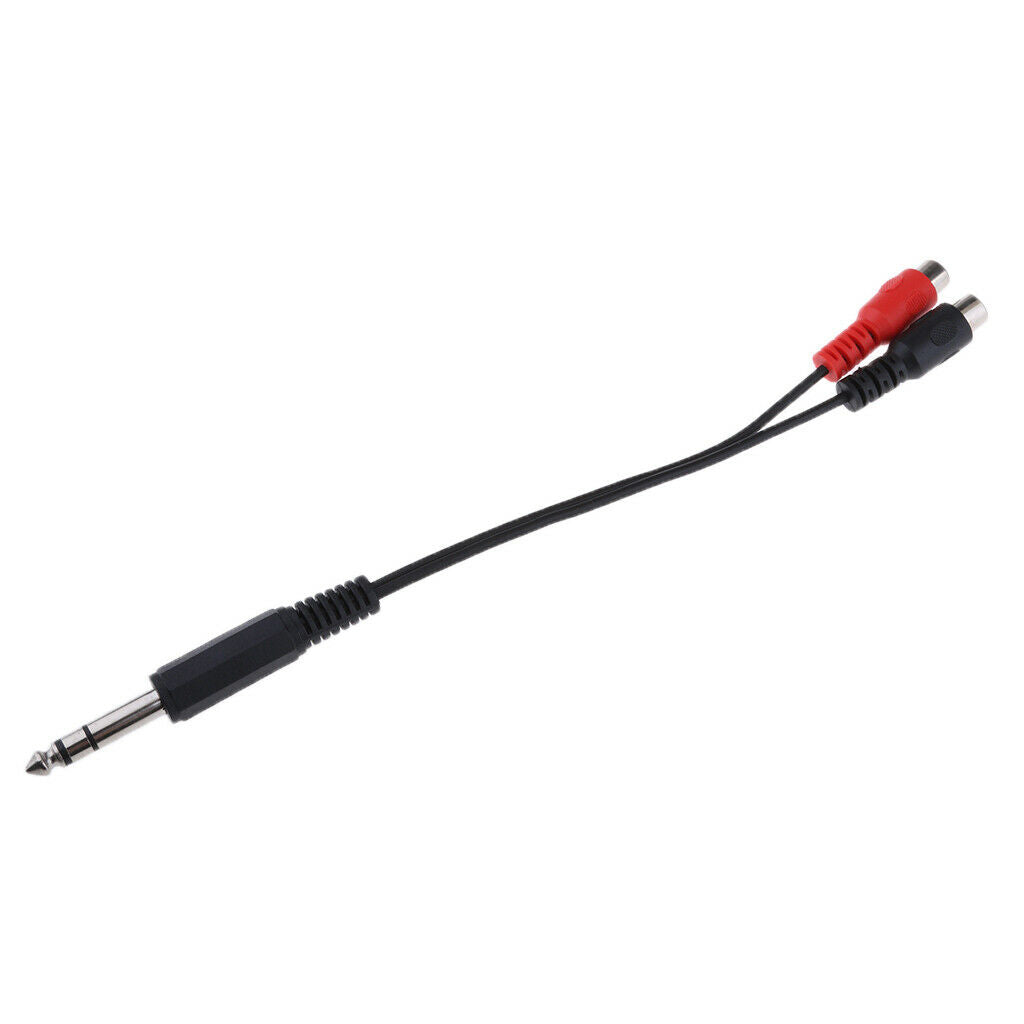 6.35mm Male Plug to 2-Female RCA   Audio Adapter Cable - 200mm/ 0.66 Feet