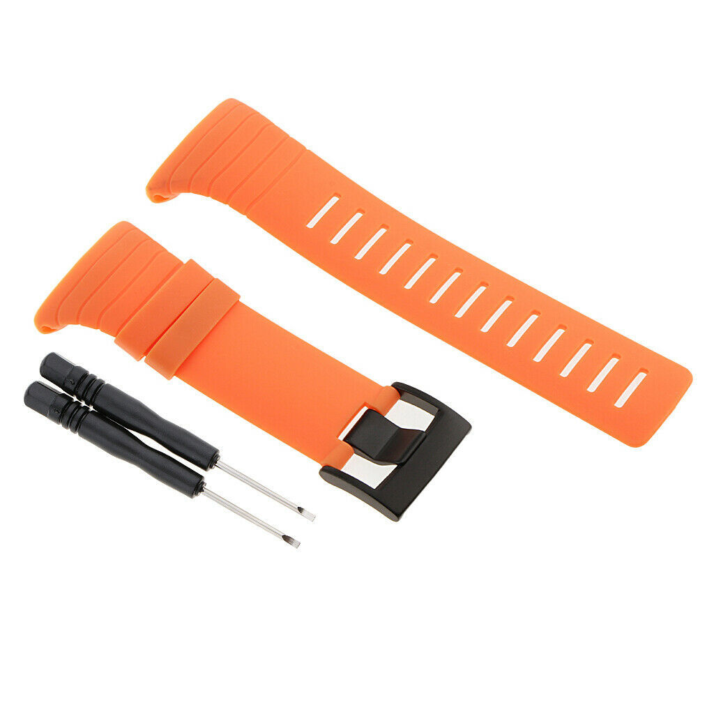 Silicone Watch Band Stainless Steel Tang Buckle 24mm for Suunto Core Orange