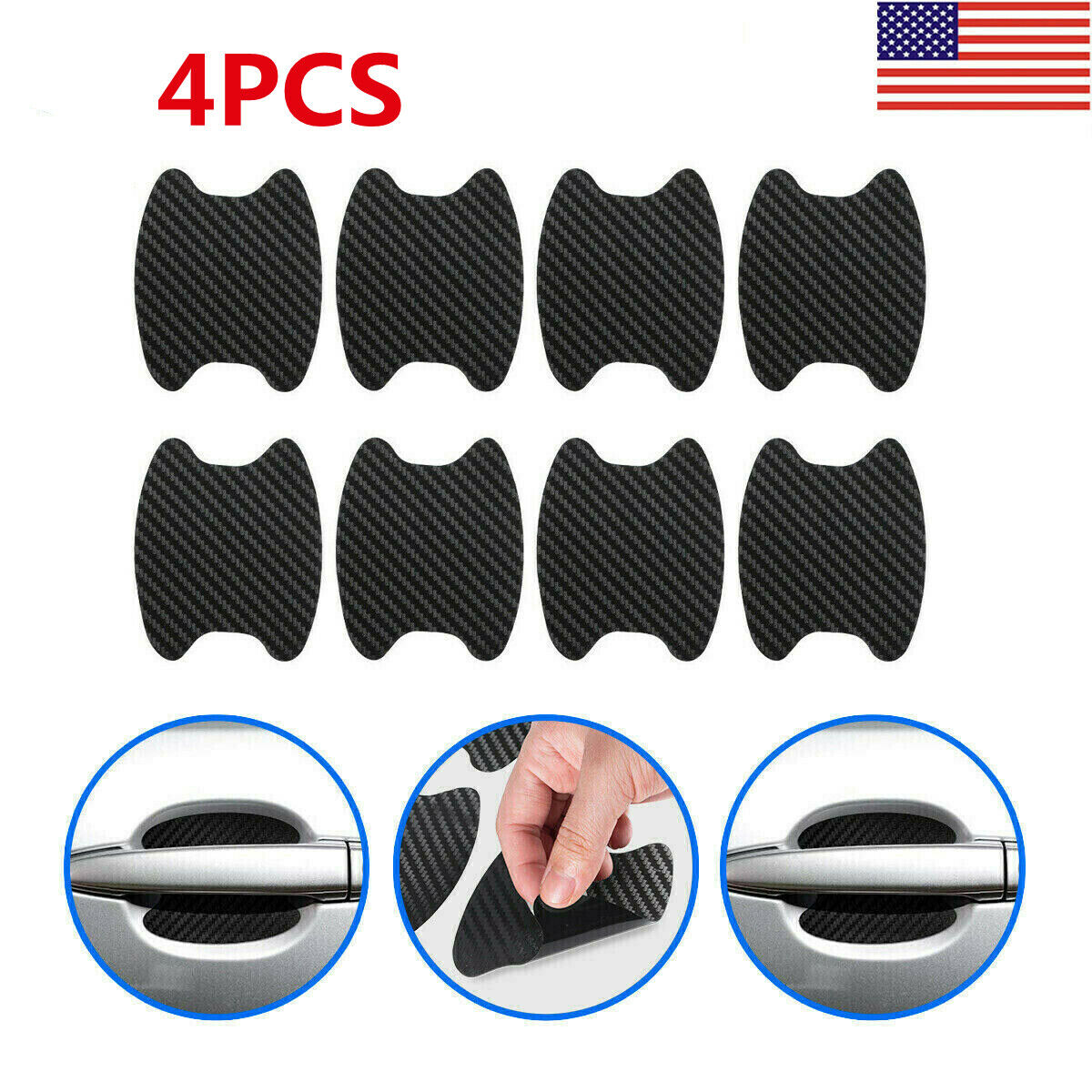 Carbon Fiber Car Door Handle Protector Film Anti-Scratch Stickers Accessories X4