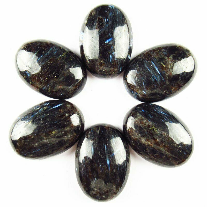8pcs 25x18x6mm Natural Black Obsidian 46g Oval Cab Cabochon A-261JM