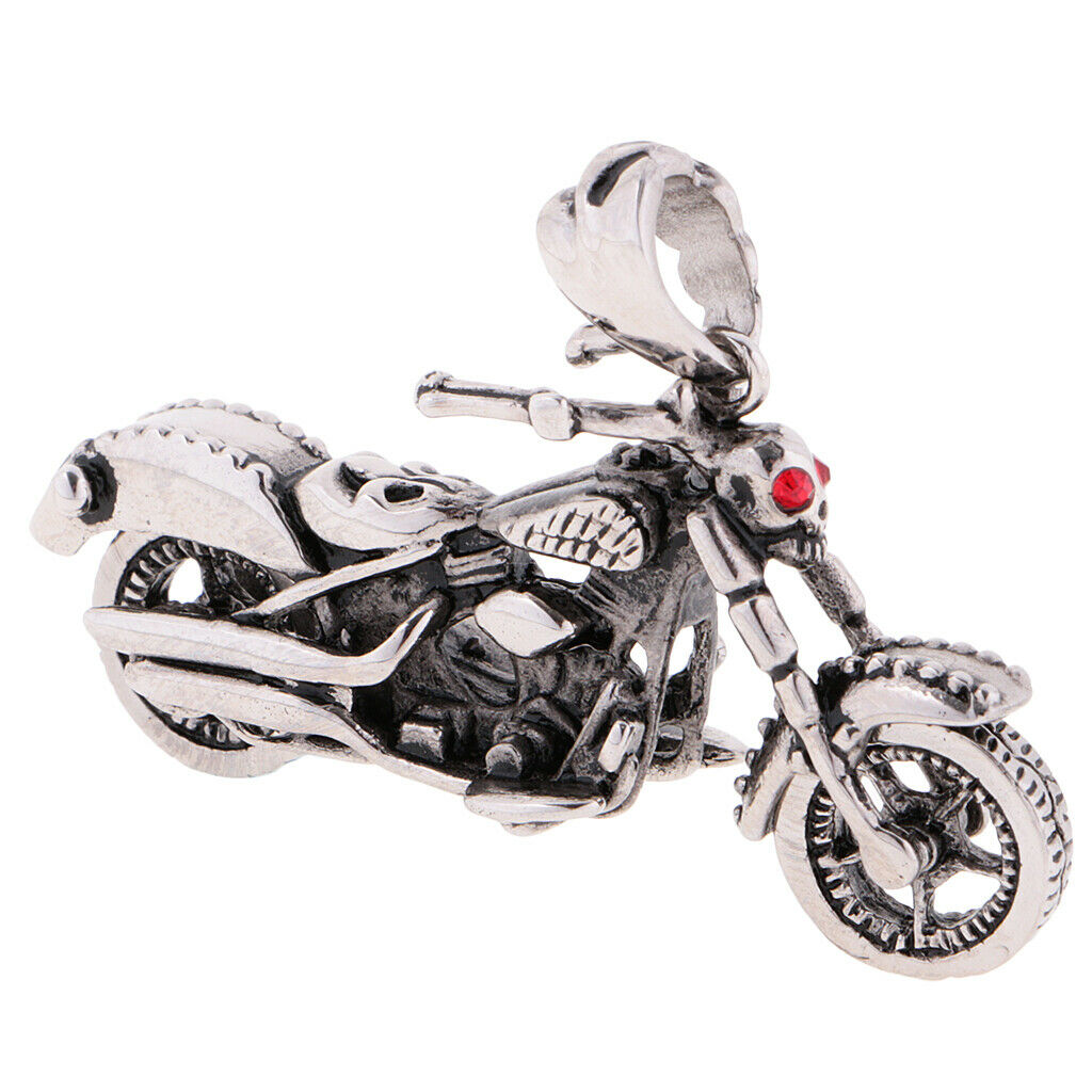 Men's Punk 316L Stainless Steel Motorcycle Gadgets Pendant Necklace Red Eyes