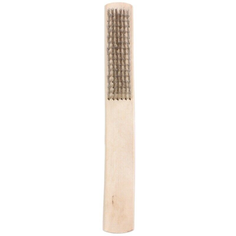 8" Length 6 Rows Brass Bristle Wood Handle Wire Scratch Brush D6L5L5