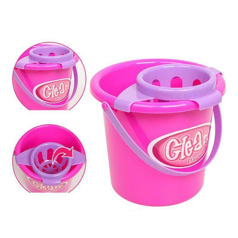 Cleaning Play Set Kids Role Play 6 Piece  Broom Mop Bucket Dustpan
