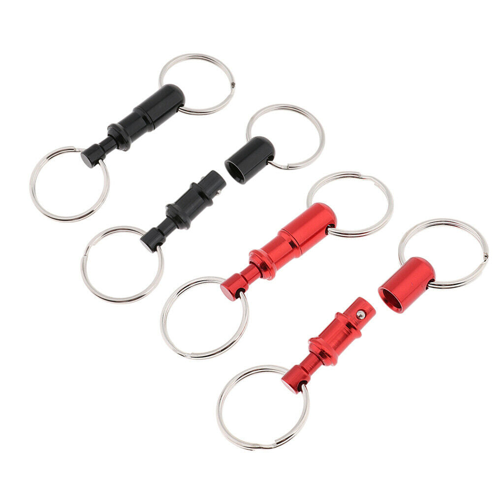 4x Pull Apart Quick Release Keychain Dual Key Rings Split Rings Car Keys